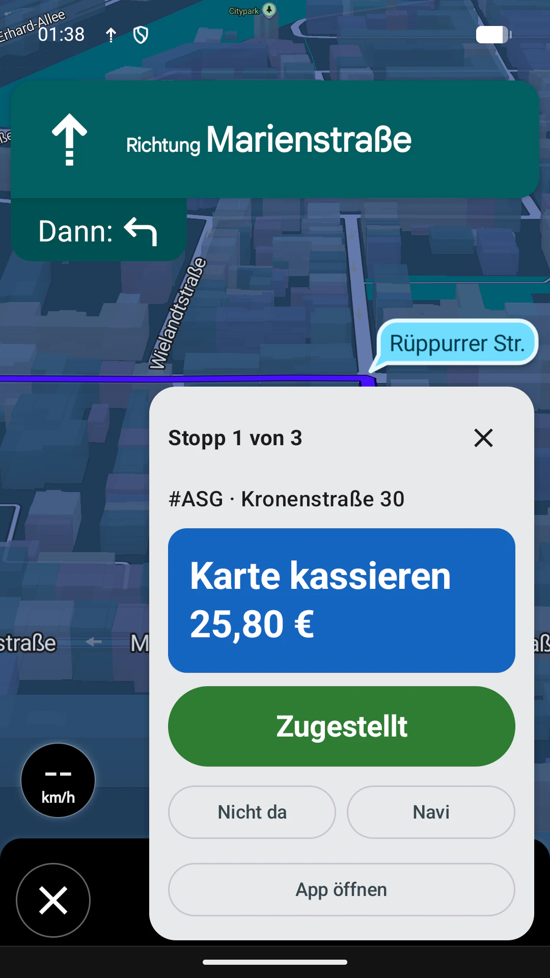 Eatbase Fahrer: Hinfahren