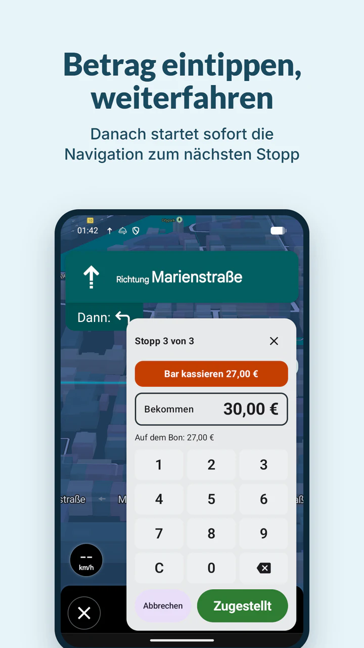 Betrag eintippen, weiterfahren