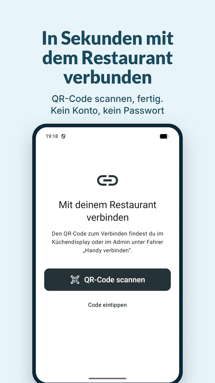 In Sekunden mit dem Restaurant verbunden